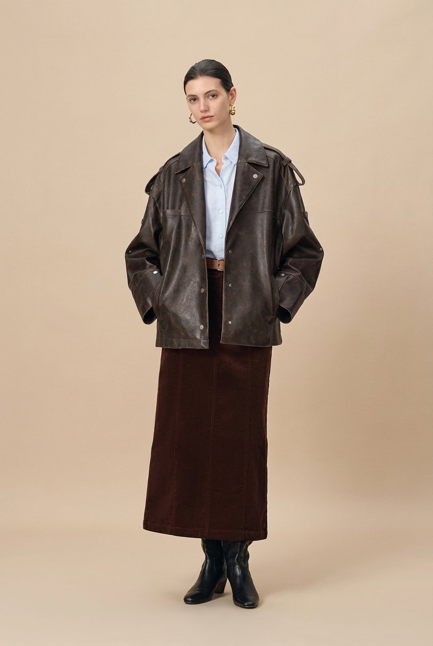 Irina Vintage Biker Jacket in Vegan Leather – fbrq.com